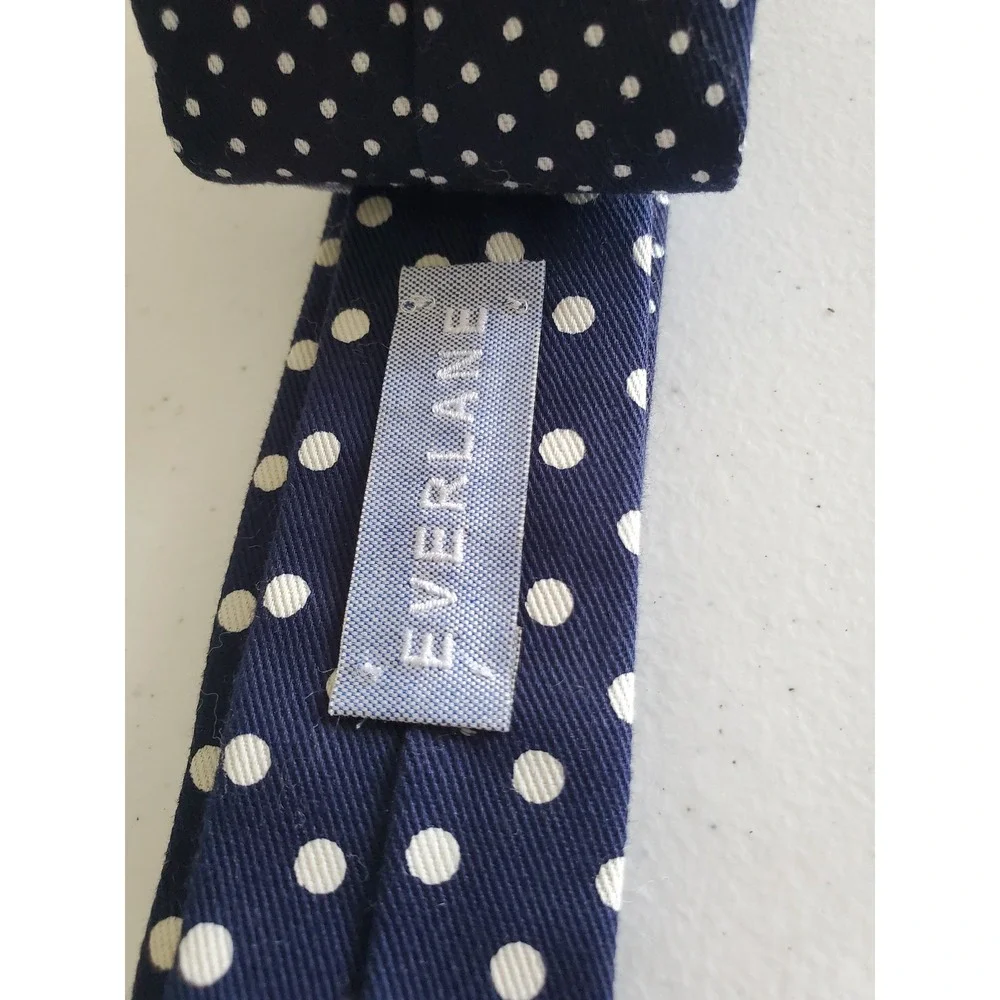 New Everlane Mens Navy Polka Dot‎ Cotton Tie Handmade in New York